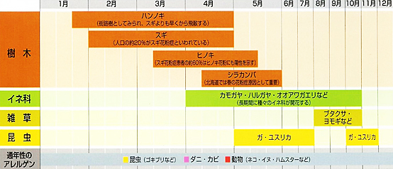 関東地方の花粉のおおよその飛ぶ時期です。